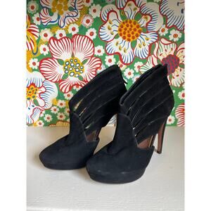 ALAÏA Paris Suede Cutout Platform Booties | Size 38 | Y2k Statement Shoes